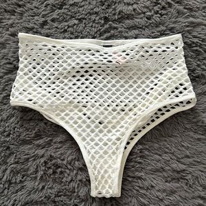 Victoria Secret High Waist Very Sexy Cheeky White Fishnet Briefs Size Small